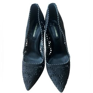 Nicholas Kirkwood Black Laser-Cut Pointed Toe Heels